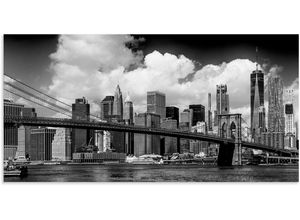 4062144817483 - Wandbild ARTLAND Manhattan Skyline Brooklyn Bridge Bilder Gr B H 100 cm x 50 cm Alu-Dibond-Druck New York Querformat 1 St schwarz Kunstdrucke als Alubild Leinwandbild Wandaufkleber oder Poster in versch Größen