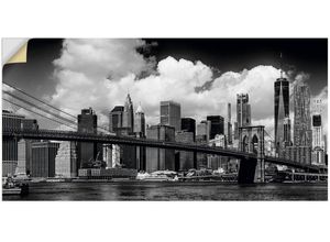 4062144817520 - Wandbild ARTLAND Manhattan Skyline Brooklyn Bridge Bilder Gr B H 100 cm x 50 cm Wandaufkleber - Vinyl New York Querformat 1 St schwarz Kunstdrucke als Alubild Leinwandbild Wandaufkleber oder Poster in versch Größen