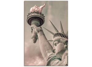 4062144818855 - Wandbild ARTLAND Freiheitsstatue urbaner Vintage-Stil Bilder Gr B H 80 cm x 120 cm Leinwandbild Elemente der Architektur Hochformat 1 St beige (naturfarben) Kunstdrucke als Alubild Leinwandbild Wandaufkleber oder Poster in versch Größen