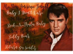 4062144821565 - Wandbild ARTLAND Elvis Star Bilder Gr B H 120 cm x 80 cm Alu-Dibond-Druck Bilder von berühmten Musikern Querformat 1 St rot Kunstdrucke als Alubild Leinwandbild Wandaufkleber oder Poster in versch Größen