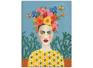 4062144826256 - Wandbild ARTLAND Frida-Kopfschmuck I Bilder Gr B H 90 cm x 120 cm Leinwandbild Bilder von Frauen Hochformat 1 St bunt Kunstdrucke als Alubild Leinwandbild Wandaufkleber oder Poster in versch Größen