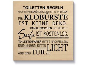 4062144833681 - Holzbild ARTLAND Toilettenregeln Bilder Gr B H T 15 cm x 15 cm x 21 cm Sprüche & Texte quadratisch 1 St beige (natur) Holzbilder