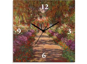 4062144838143 - Wanduhr ARTLAND Weg in Monets Garten Giverny 1902 Wanduhren Gr B H T 30 cm x 30 cm x 17 cm Funkuhr bunt Wanduhren wahlweise mit Quarz- oder Funhuhrwerk lautlos ohne Tickgeräusche