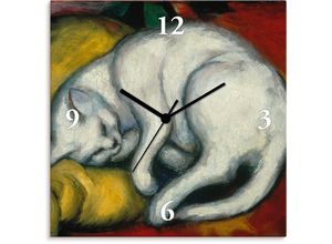 4062144838228 - Wanduhr ARTLAND Die weisse Katze 1912 weiß Wanduhren B H T 30cm x 30cm x 17cm Funkuhr analog 30 cm B30cm H30cm T17cm