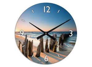 4062144877777 - Wanduhr ARTLAND XXL Ø 50 cm Sonnenuntergang Strand Wanduhren Gr B H T 50 cm x 50 cm x 18 cm Quarzuhr braun Wanduhren lautlos ohne Tickgeräusche