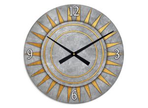 4062144877784 - Wanduhr ARTLAND XXL Ø 50 cm Sonne auf Beton Wanduhren Gr B H T 50 cm x 50 cm x 18 cm Quarzuhr grau Wanduhren lautlos ohne Tickgeräusche