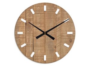 4062144877845 - Wanduhr ARTLAND XXL Ø 50 cm Die Zeit auf Holz Wanduhren Gr B H T 50 cm x 50 cm x 18 cm Quarzuhr braun Wanduhren lautlos ohne Tickgeräusche