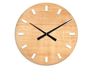 4062144877852 - Wanduhr ARTLAND XXL Ø 50 cm Die Zeit auf hellem Holz Wanduhren Gr B H T 50cm x 50cm x 18cm Quarzuhr braun lautlos ohne Tickgeräusche