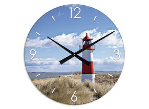 4062144877906 - Wanduhr ARTLAND XXL Ø 50 cm Leuchtturm Sylt Wanduhren Gr B H T 50 cm x 50 cm x 18 cm Quarzuhr blau Wanduhren lautlos ohne Tickgeräusche