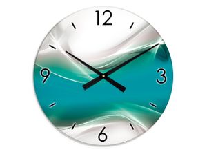 4062144877951 - Wanduhr ARTLAND XXL Ø 50 cm Kreatives Element Petrol Wanduhren Gr B H T 50 cm x 50 cm x 18 cm Quarzuhr blau Wanduhren