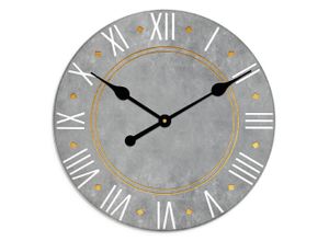 4062144878255 - Wanduhr ARTLAND XXL Ø 50 cm Römische Zahlen auf Beton Wanduhren Gr B H T 50 cm x 50 cm x 18 cm Quarzuhr grau Wanduhren lautlos ohne Tickgeräusche