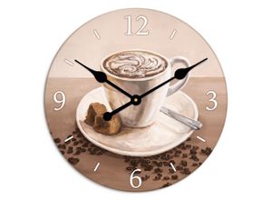 4062144878262 - Wanduhr ARTLAND XXL Ø 50 cm Cappuccino - Kaffee Wanduhren Gr B H T 50 cm x 50 cm x 18 cm Quarzuhr beige (naturfarben) Wanduhren lautlos ohne Tickgeräusche