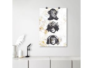 4062144890486 - Poster Affen Bilder Gr B H T 297 cm x 42 cm x 01 cm Poster Hochformat 1 St schwarz Poster