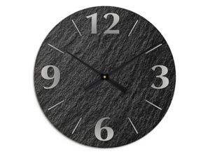 4062144908358 - Wanduhr ARTLAND XXL Ø 50 cm Schieferoptik Wanduhren Gr B H T 50 cm x 50 cm x 18 cm Quarzuhr schwarz Wanduhren