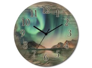 4062144961353 - Wanduhr ARTLAND Auroraborialis Polarlicht Wanduhren Gr B H T 30 cm x 30 cm x 06 cm Funkuhr blau Wanduhren wahlweise mit Quarz- oder Funkuhrwerk lautlos ohne Tickgeräusche