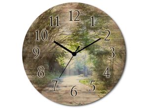 4062144961407 - Wanduhr ARTLAND Sonniger Wald Wanduhren Gr B H T 30 cm x 30 cm x 06 cm Funkuhr grün Wanduhren