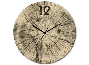 4062144961469 - Wanduhr ARTLAND Im Zeichen der Jahresringe Wanduhren Gr B H T 30 cm x 30 cm x 06 cm Funkuhr beige (naturfarben) Wanduhren