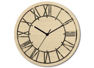 4062144961568 - Wanduhr ARTLAND Zeit mit römischer Ziffern Eleganz Wanduhren Gr B H T 30cm x 30cm x 06cm Funkuhr beige (naturfarben) wahlweise mit Quarz- oder Funkuhrwerk lautlos ohne Tickgeräusche