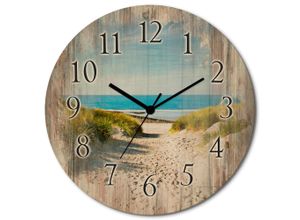 4062144961643 - Wanduhr ARTLAND Strand mit Sanddünen Wanduhren Gr B H T 30 cm x 30 cm x 06 cm Funkuhr beige (naturfarben) Wanduhren