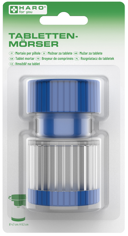 4062191101160 - HARO Tabletten-Mörser blau transparent