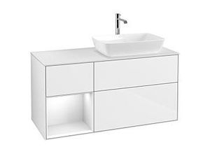 4062373135570 - Villeroy und Boch Finion Waschtischunterschrank F801GFGF 120cm Abdeckplatte white matt Regale Glossy white lacquer Glossy white lacquer