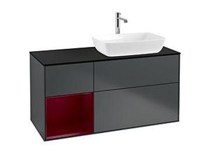 4062373138748 - Villeroy und Boch Finion Waschtischunterschrank F802HBHG 120cm Abdeckplatte black matt Regale Peony matt lacquer Midnight Blue Matt Lacquer