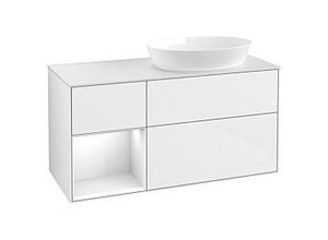 4062373227978 - Villeroy und Boch Finion Waschtischunterschrank FA41GFGF 120cm Abdeckplatte white matt Regale Glossy white lacquer Glossy white lacquer