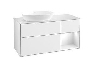 4062373234273 - Villeroy und Boch Finion Waschtischunterschrank FA51GFGF 120cm Abdeckplatte white matt Regale Glossy white lacquer Glossy white lacquer