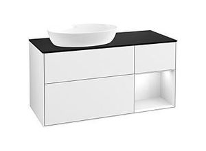 4062373236376 - Villeroy und Boch Finion Waschtischunterschrank FA52GFGF 120cm Abdeckplatte black matt Regale Glossy white lacquer Glossy white lacquer