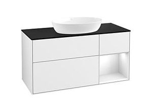 4062373248973 - Villeroy und Boch Finion Waschtischunterschrank FA72GFGF 120cm Abdeckplatte black matt Regale Glossy white lacquer Glossy white lacquer