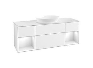 4062373254028 - Villeroy und Boch Finion Waschtischunterschrank FD01GFGF 120cm Abdeckplatte white matt Regale Glossy white lacquer Glossy white lacquer