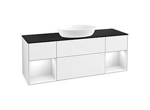 4062373256121 - Villeroy und Boch Finion Waschtischunterschrank FD02GFGF 120cm Abdeckplatte black matt Regale Glossy white lacquer Glossy white lacquer