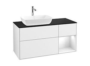 4062373406311 - Villeroy und Boch Finion Waschtischunterschrank G812GFGF 120cm Abdeckplatte black matt Emotion Regale Glossy white lacquer Glossy white lacquer