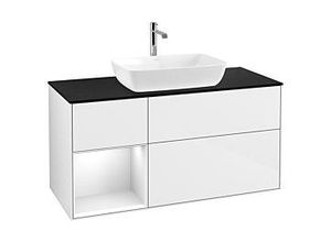 4062373412619 - Villeroy und Boch Finion Waschtischunterschrank G822GFGF 120cm Abdeckplatte black matt Emotion Regale Glossy white lacquer Glossy white lacquer