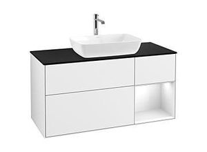 4062373418918 - Villeroy und Boch Finion Waschtischunterschrank G832GFGF 120cm Abdeckplatte black matt Emotion Regale Glossy white lacquer Glossy white lacquer