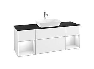 4062373426050 - Villeroy und Boch Finion Waschtischunterschrank G862GFGF 160cm Abdeckplatte black matt Emotion Regale Glossy white lacquer Glossy white lacquer