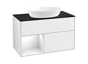 4062373479391 - Villeroy und Boch Finion Waschtischunterschrank GA12GFGF 100cm Abdeckplatte black matt Emotion Regale Glossy white lacquer Glossy white lacquer