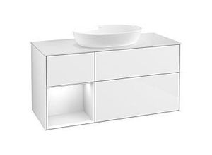 4062373502914 - Villeroy und Boch Finion Waschtischunterschrank GA61GFGF 120cm Abdeckplatte white matt Emotion Regale Glossy white lacquer Glossy white lacquer