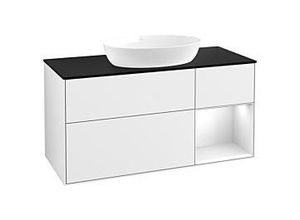 4062373511312 - Villeroy und Boch Finion Waschtischunterschrank GA72GFGF 120cm Abdeckplatte black matt Emotion Regale Glossy white lacquer Glossy white lacquer