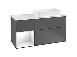 4062373625088 - Villeroy und Boch Finion Waschtischunterschrank F682PHMT 120x603x501cm Regal links Glossy Black Lacquer White matt lacquer