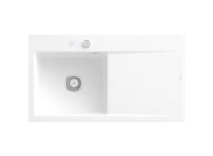 4062373797204 - Villeroy&Boch Spülbecken mit Abtropffläche rechts Subway Style 50 Stone White 90x51cm Keramik Excenterbetätigung