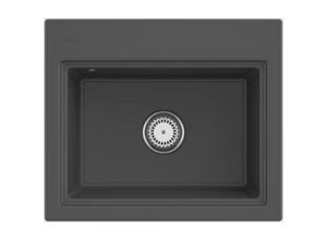 4062373902981 - Villeroy&boch - Villeroy&Boch Rechteckiges Spülbecken Keramikspüle Subway Style 60 s Graphite schwarz grau 60x51cm Unterschrankbreite 60cm