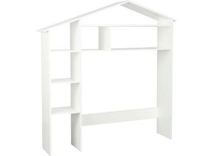 4062444019631 - Regal LÜTTENHÜTT Lizzi weiß B148cm H155cm T31cm Massivholz Holzwerkstoff Regale Kopfteil für Kinderbett für Bettbreite 100 cm