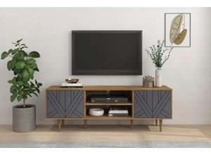 4062444021801 - Lowboard INOSIGN Adeen Sideboards Gr B H T 160 cm x 55 cm x 40 cm 2 Türen 2 offene Fächer grau (natur grau) Kommode im zeitlosen Design