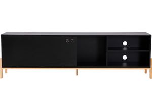 4062444022433 - Lowboard INOSIGN Melia Sideboards Gr B H T 185 cm x 535 cm x 335 cm 1 Schiebetür dahinter 5 Fächer in verschiedenen Größen schwarz (schwarz natur) Lowboards mit Kabeldurchführungen