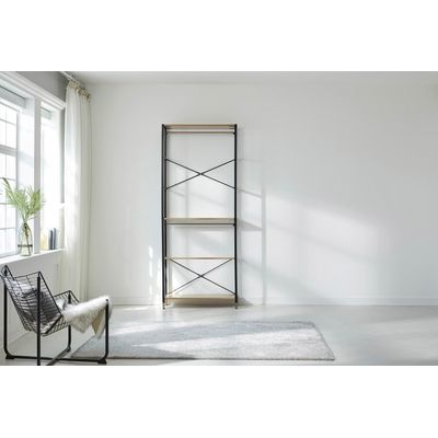 4062444023591 - Standregal HOME AFFAIRE Regale Gr B H T 85 cm x 210 cm x 30 cm 3 St offene Fächer 4 Böden 2 Kleiderstangen beige (natur) Standregale inklusive 2 Kleiderstangen