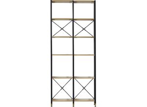 4062444023867 - Mehrzweckregal HOME AFFAIRE Regale Gr B H T 875 cm x 210 cm x 30 cm 10 St 2 schmale Regale 12 Einlegeböden beige (natur schwarz) Home Affaire MDF mit Akazie-Dekor