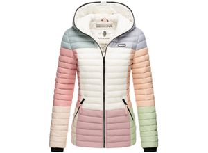 4062649016053 - NAVAHOO Damen Stylische Steppjacke Colorblocking Übergangsjacke mit Kapuze Multikulti