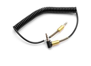 4062692004779 - Vhbw - Stereo Audio Kabel Adapter 35mm auf aux Eingang Klinkenstecker auf Klinke Stecker - Spiral-Kabel Vergoldet Gewinkelt Gold Schwarz