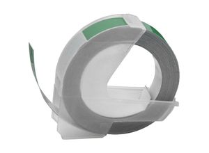 4062692050172 - 3D Prägeband-Schriftband-Kassette kompatibel mit Dymo 1765 1805 1855 Jet Junior Mini Etiketten-Drucker 9mm Weiß auf Grün - Vhbw